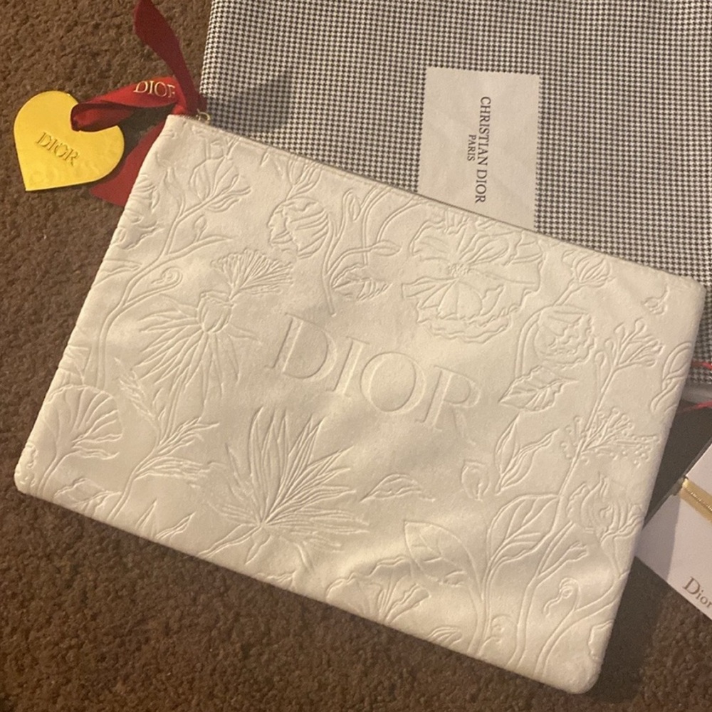 Dior beauty Cosmetic Zippered Clutch Pouch with Charm and Dustbag